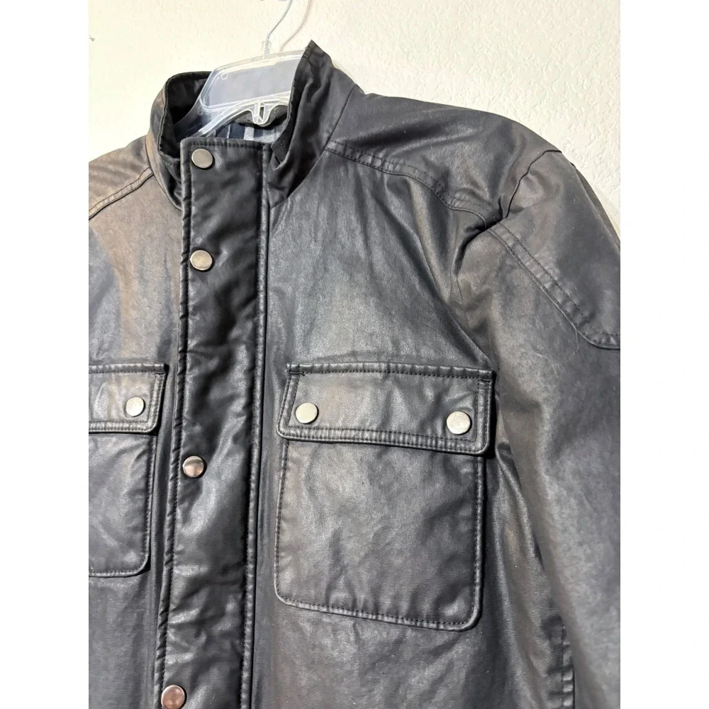 J.Crew Hayes Black Waxed Coated Cotton Thinsulate Field Jacket Mens L E3828